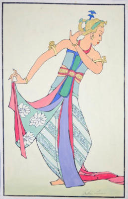 1935 (cat 176) Serimpi Dancing, Java - tawing ngenceng sampur (en relieve)