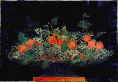 1924 (cat 116) Bowl of Fruit (sbalzato)