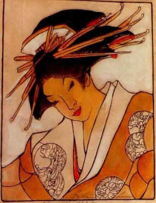 1924 (cat 095) Geisha (sbalzato)(reprint 1929)