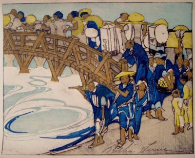 1922 (cat 82) Passing Crowds / Bridge on Market Day
