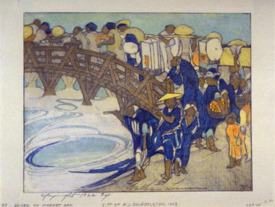 1922 (cat 82) Passing Crowds / Bridge on Market Day