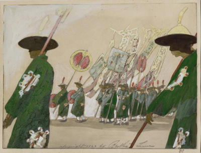 1923 (cat 84) Wedding Banner with graphite and gouache