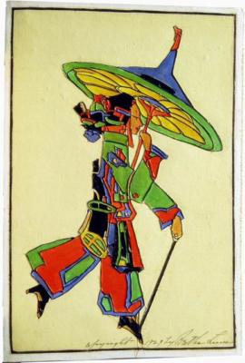 1927 (cat 130) Marionette with Parasol (raised lines)