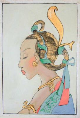 1935 (cat 170) Head of Serimpi Dancer (raised lines)