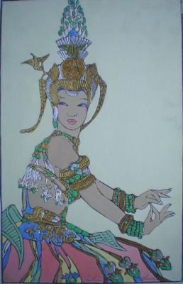 1935 (cat 174) The King's Favorite, Cambodia/ Court Dancer, Java Mudras (raised lines)