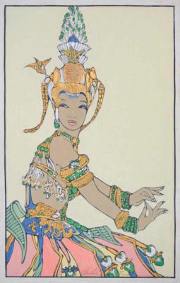 1935 (cat 174) The King's Favorite, Cambodia/ Court Dancer, Java Mudras (raised lines)